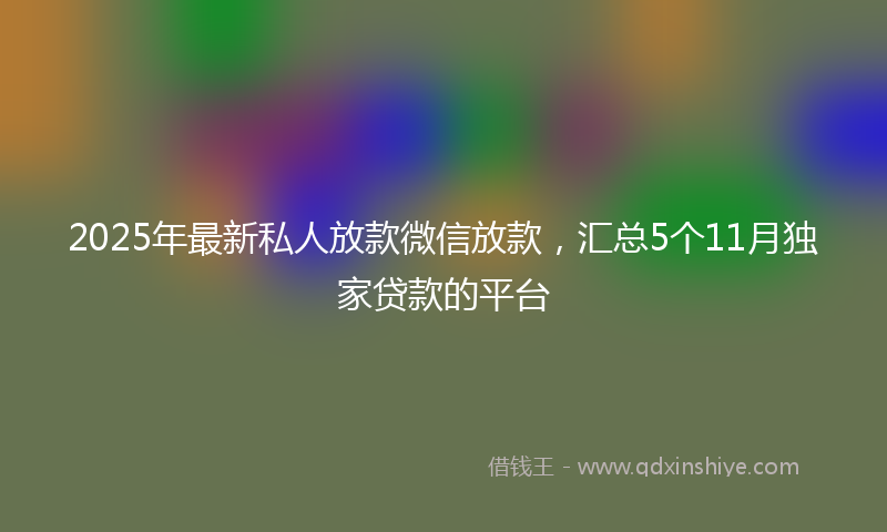 2025年最新私人放款微信放款，汇总5个11月独家贷款的平台