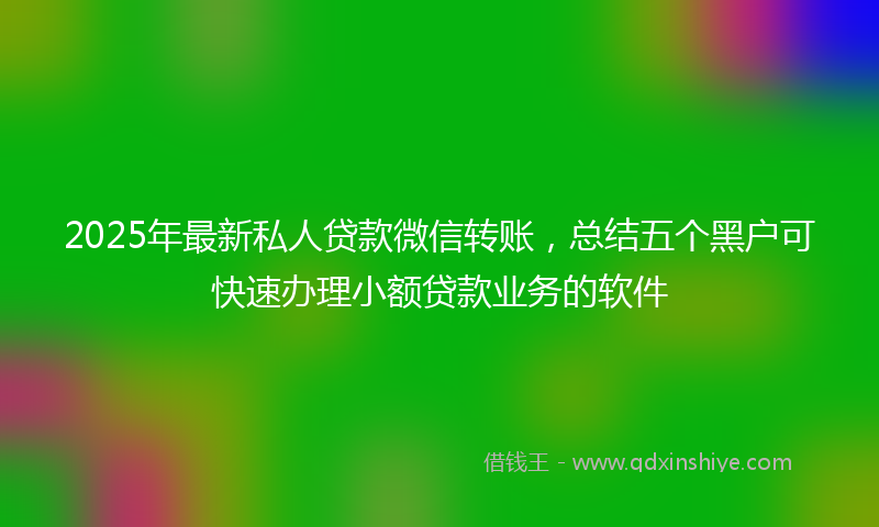 2025年最新私人贷款微信转账，总结五个黑户可快速办理小额贷款业务的软件