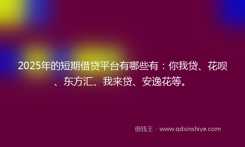 2025年的短期借贷平台有哪些有：你我贷、花呗、东方汇、我来贷、安逸花等。