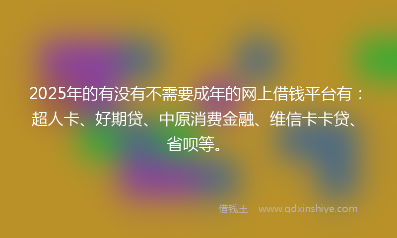2025年的有没有不需要成年的网上借钱平台有：超人卡、好期贷、中原消费金融、维信卡卡贷、省呗等。