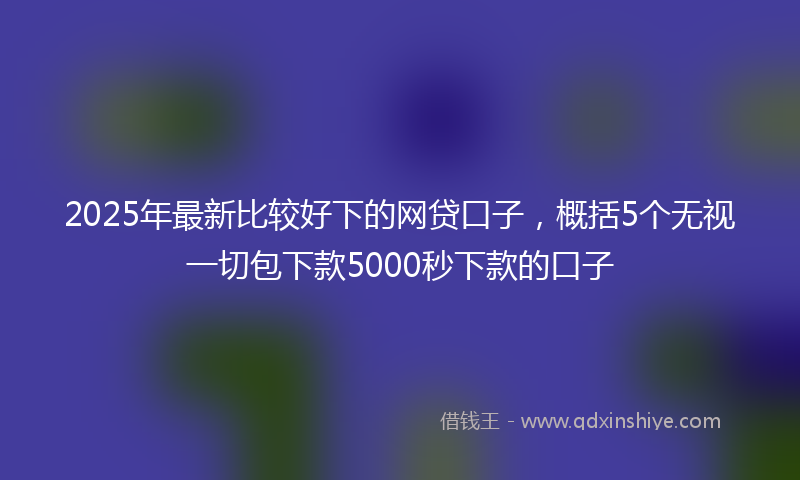 2025年最新比较好下的网贷口子，概括5个无视一切包下款5000秒下款的口子