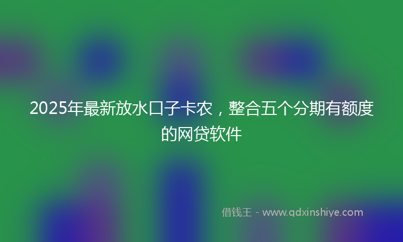 2025年最新放水口子卡农，整合五个分期有额度的网贷软件