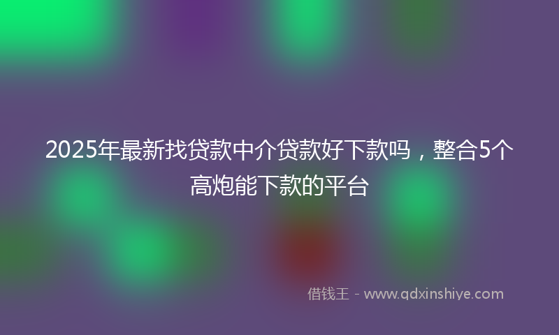 2025年最新找贷款中介贷款好下款吗，整合5个高炮能下款的平台