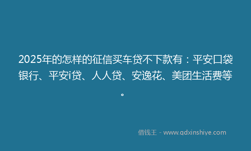 2025年的怎样的征信买车贷不下款有：平安口袋银行、平安i贷、人人贷、安逸花、美团生活费等。