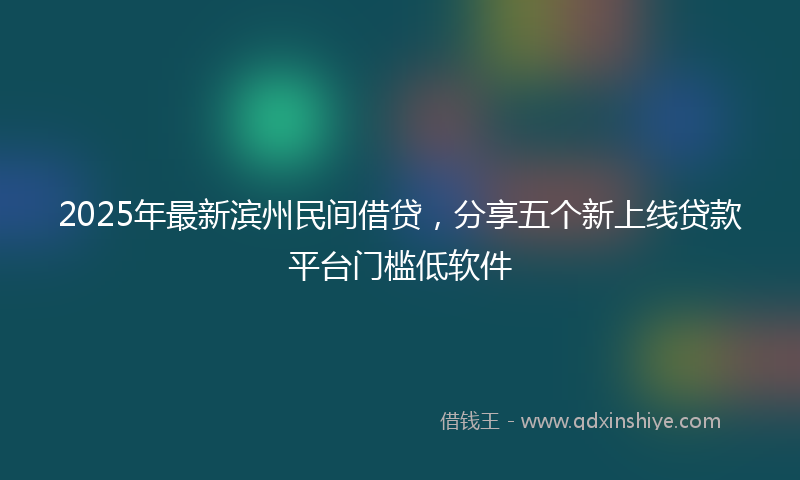 2025年最新滨州民间借贷，分享五个新上线贷款平台门槛低软件