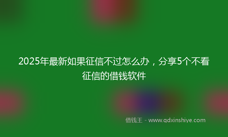 2025年最新如果征信不过怎么办，分享5个不看征信的借钱软件