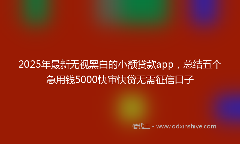 2025年最新无视黑白的小额贷款app，总结五个急用钱5000快审快贷无需征信口子