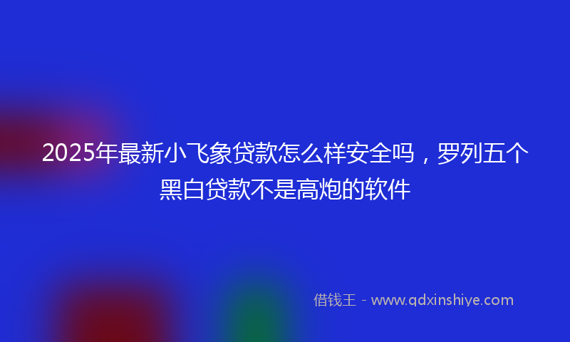 2025年最新小飞象贷款怎么样安全吗，罗列五个黑白贷款不是高炮的软件