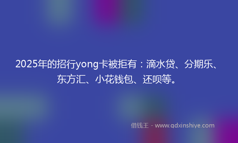 2025年的招行yong卡被拒有：滴水贷、分期乐、东方汇、小花钱包、还呗等。