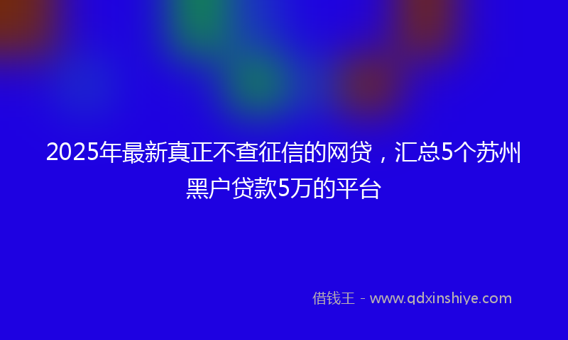 2025年最新真正不查征信的网贷，汇总5个苏州黑户贷款5万的平台
