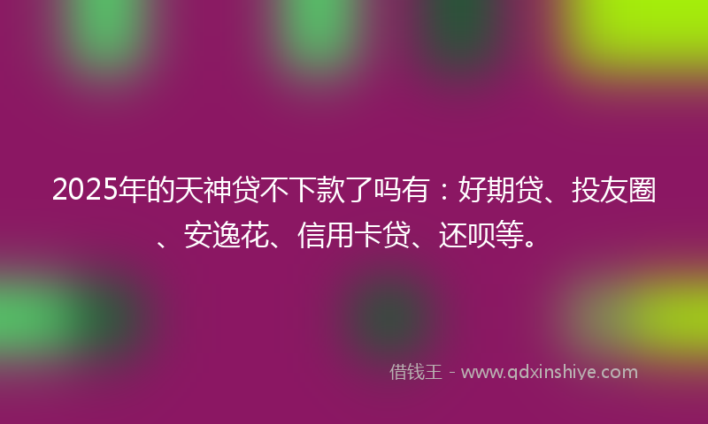 2025年的天神贷不下款了吗有：好期贷、投友圈、安逸花、信用卡贷、还呗等。