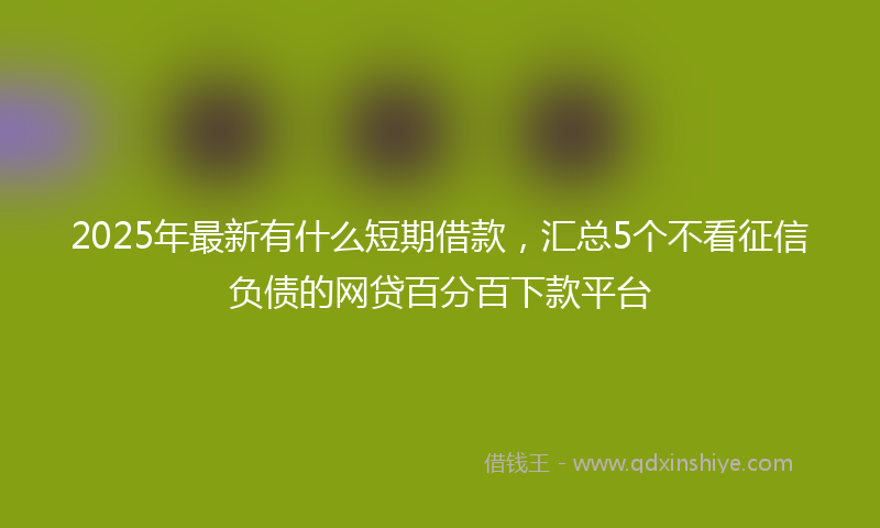 2025年最新有什么短期借款，汇总5个不看征信负债的网贷百分百下款平台