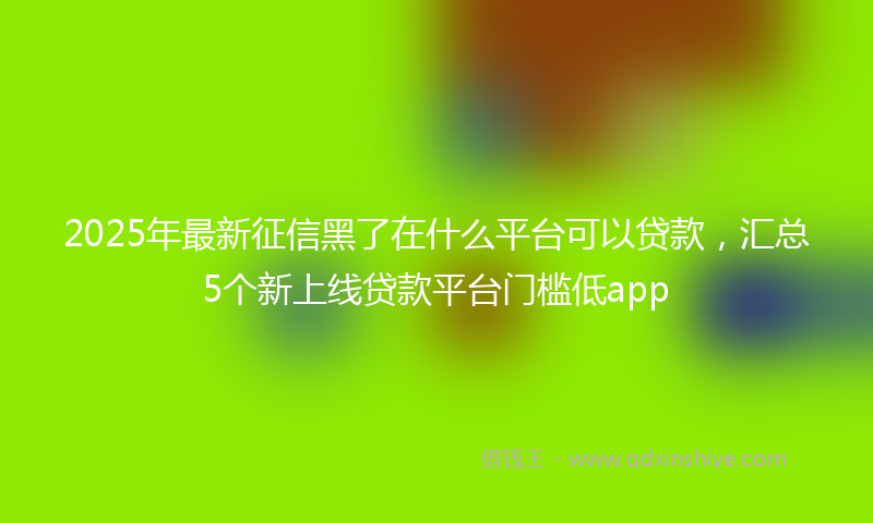 2025年最新征信黑了在什么平台可以贷款，汇总5个新上线贷款平台门槛低app