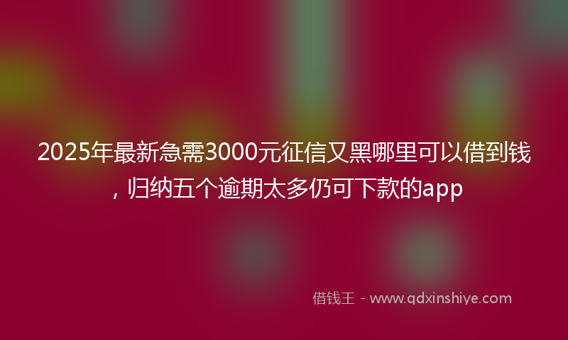 2025年最新急需3000元征信又黑哪里可以借到钱，归纳五个逾期太多仍可下款的app