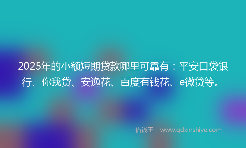 2025年的小额短期贷款哪里可靠有：平安口袋银行、你我贷、安逸花、百度有钱花、e微贷等。