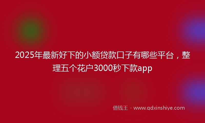 2025年最新好下的小额贷款口子有哪些平台，整理五个花户3000秒下款app