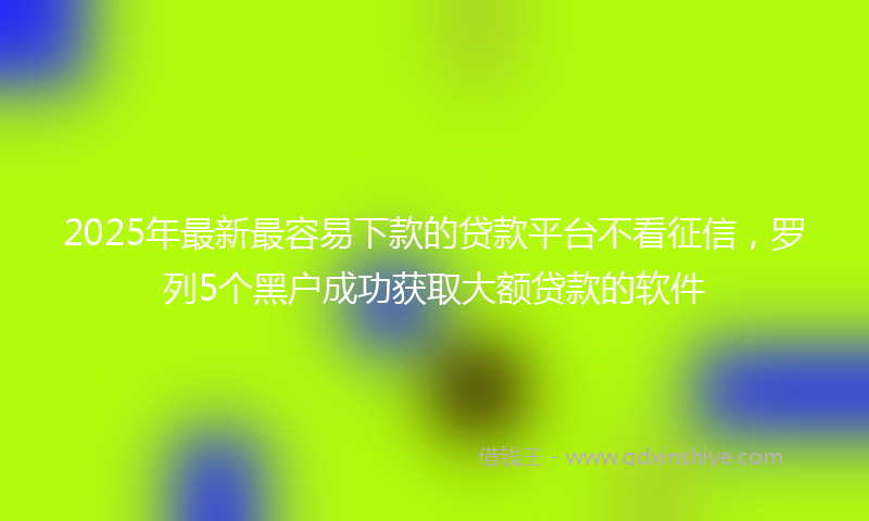 2025年最新最容易下款的贷款平台不看征信，罗列5个黑户成功获取大额贷款的软件
