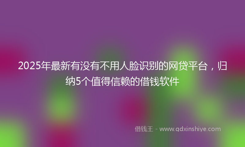2025年最新有没有不用人脸识别的网贷平台，归纳5个值得信赖的借钱软件