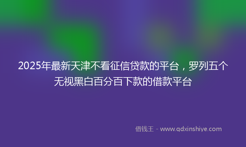 2025年最新天津不看征信贷款的平台，罗列五个无视黑白百分百下款的借款平台