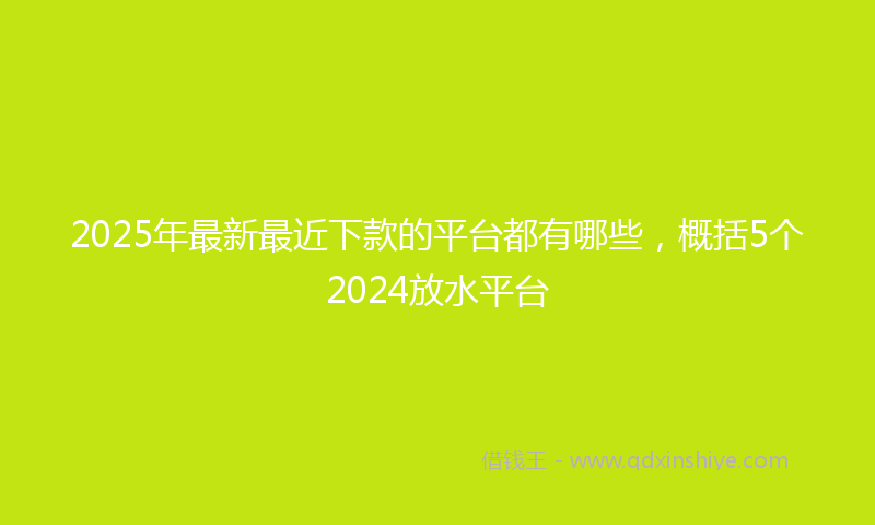 2025年最新最近下款的平台都有哪些，概括5个2024放水平台