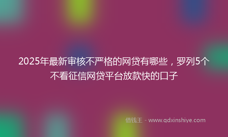 2025年最新审核不严格的网贷有哪些，罗列5个不看征信网贷平台放款快的口子
