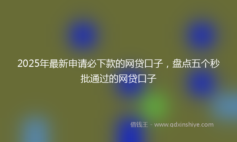 2025年最新申请必下款的网贷口子，盘点五个秒批通过的网贷口子