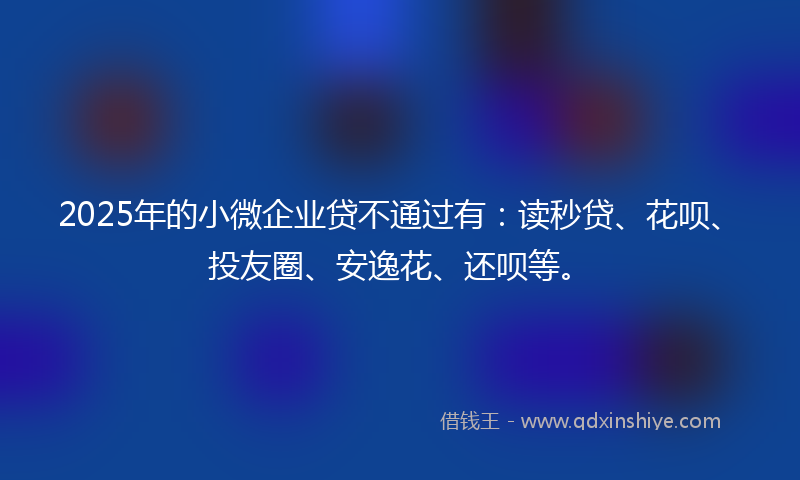 2025年的小微企业贷不通过有：读秒贷、花呗、投友圈、安逸花、还呗等。