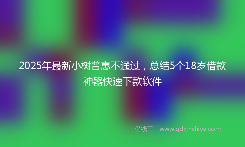 2025年最新小树普惠不通过，总结5个18岁借款神器快速下款软件