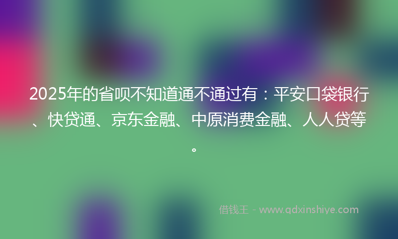 2025年的省呗不知道通不通过有：平安口袋银行、快贷通、京东金融、中原消费金融、人人贷等。