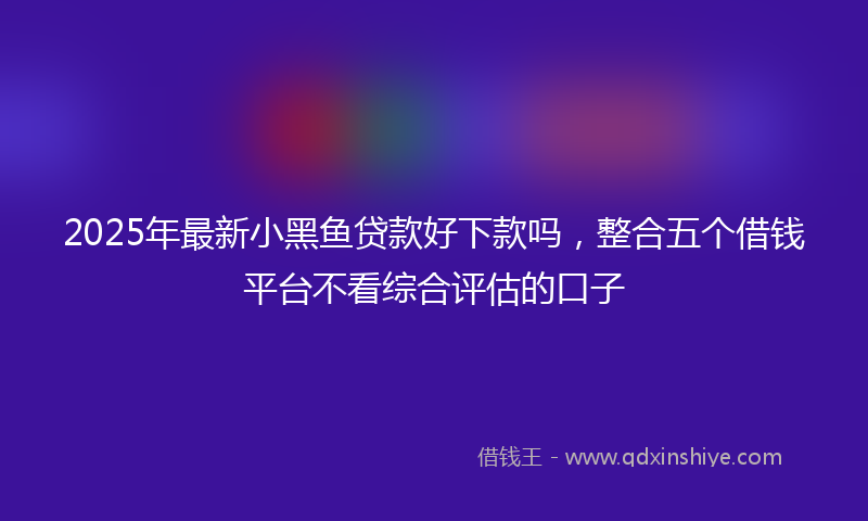 2025年最新小黑鱼贷款好下款吗，整合五个借钱平台不看综合评估的口子