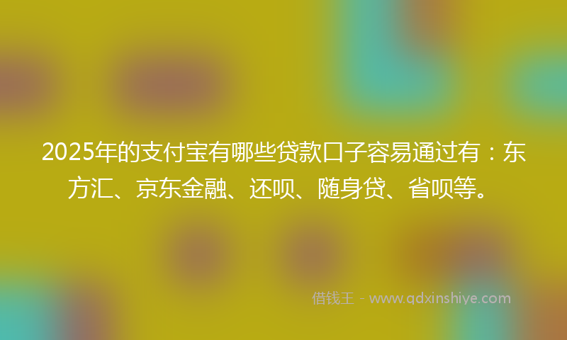 2025年的支付宝有哪些贷款口子容易通过有：东方汇、京东金融、还呗、随身贷、省呗等。