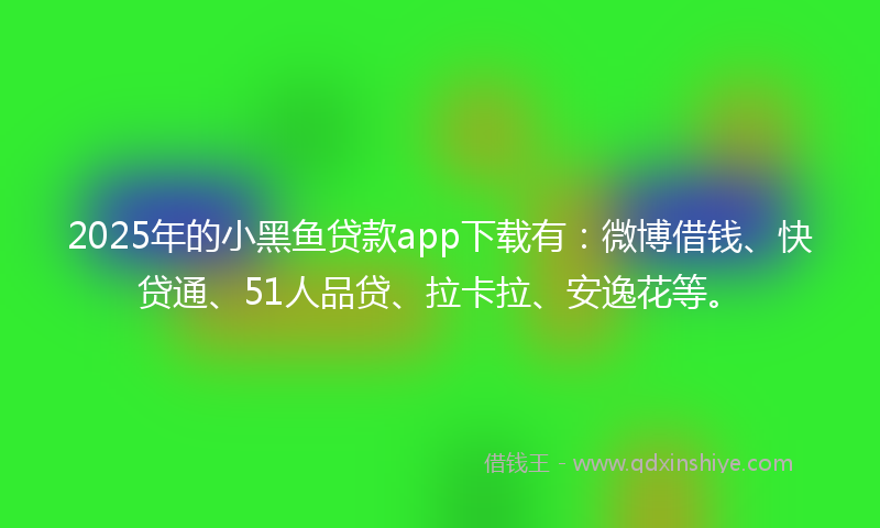 2025年的小黑鱼贷款app下载有：微博借钱、快贷通、51人品贷、拉卡拉、安逸花等。