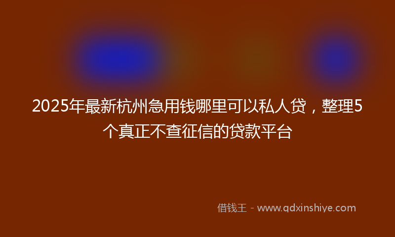 2025年最新杭州急用钱哪里可以私人贷，整理5个真正不查征信的贷款平台
