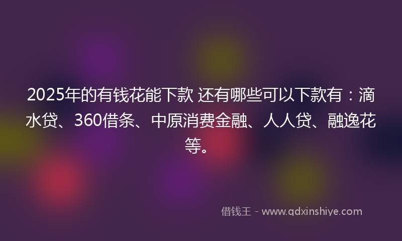 2025年的有钱花能下款 还有哪些可以下款有：滴水贷、360借条、中原消费金融、人人贷、融逸花等。
