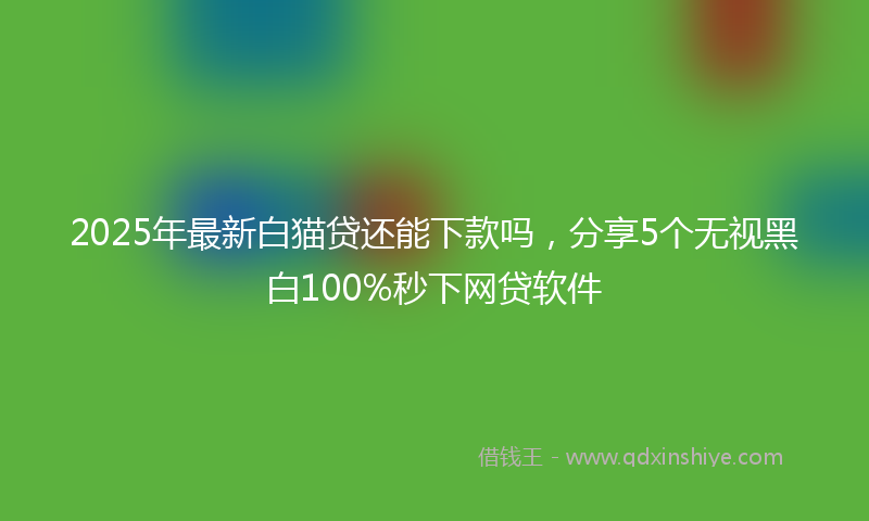 2025年最新白猫贷还能下款吗，分享5个无视黑白100%秒下网贷软件