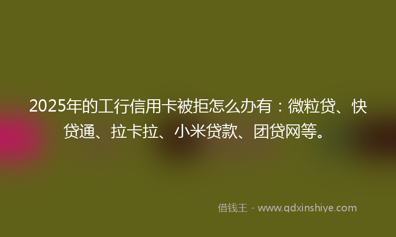 2025年的工行信用卡被拒怎么办有：微粒贷、快贷通、拉卡拉、小米贷款、团贷网等。