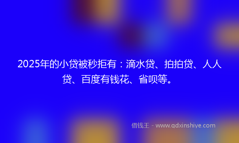 2025年的小贷被秒拒有：滴水贷、拍拍贷、人人贷、百度有钱花、省呗等。