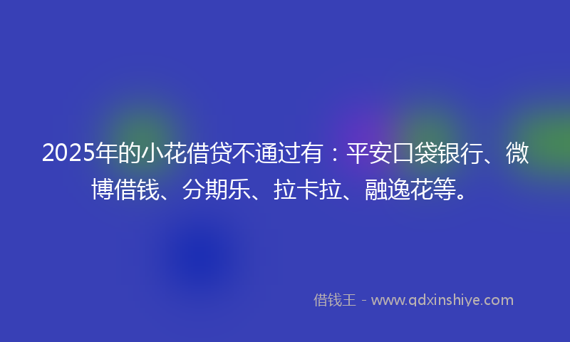 2025年的小花借贷不通过有：平安口袋银行、微博借钱、分期乐、拉卡拉、融逸花等。