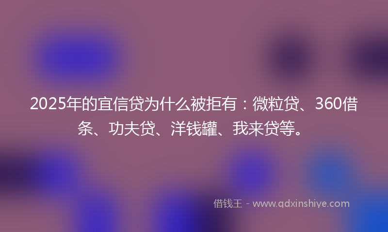 2025年的宜信贷为什么被拒有：微粒贷、360借条、功夫贷、洋钱罐、我来贷等。