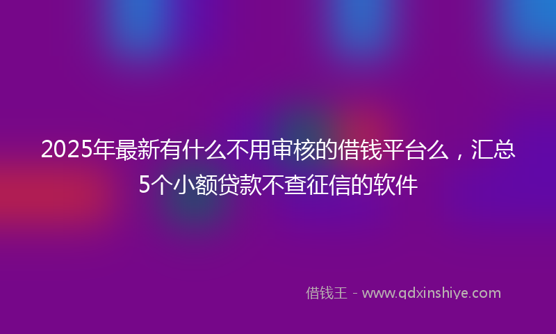 2025年最新有什么不用审核的借钱平台么，汇总5个小额贷款不查征信的软件