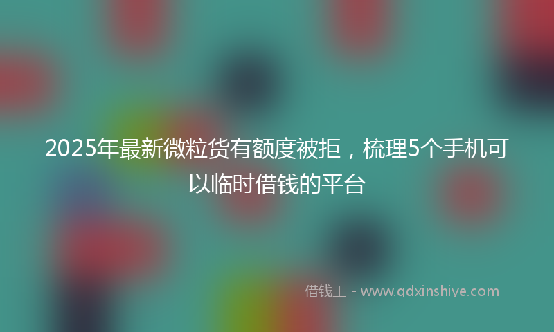 2025年最新微粒货有额度被拒，梳理5个手机可以临时借钱的平台