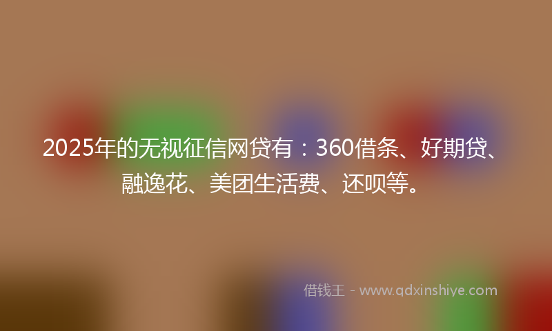 2025年的无视征信网贷有：360借条、好期贷、融逸花、美团生活费、还呗等。