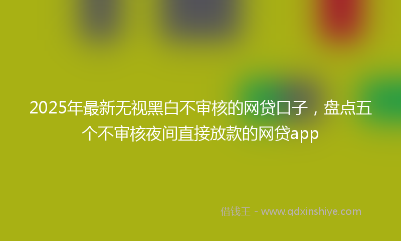 2025年最新无视黑白不审核的网贷口子，盘点五个不审核夜间直接放款的网贷app
