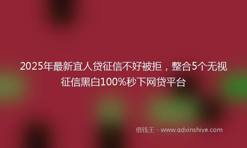 2025年最新宜人贷征信不好被拒，整合5个无视征信黑白100%秒下网贷平台