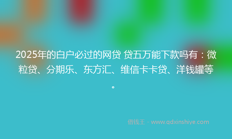2025年的白户必过的网贷 贷五万能下款吗有：微粒贷、分期乐、东方汇、维信卡卡贷、洋钱罐等。