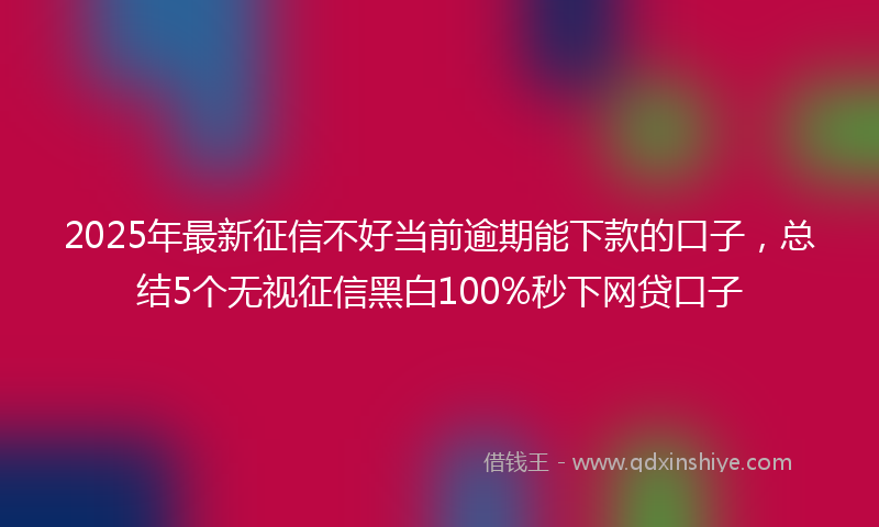 2025年最新征信不好当前逾期能下款的口子，总结5个无视征信黑白100%秒下网贷口子