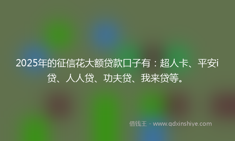 2025年的征信花大额贷款口子有：超人卡、平安i贷、人人贷、功夫贷、我来贷等。