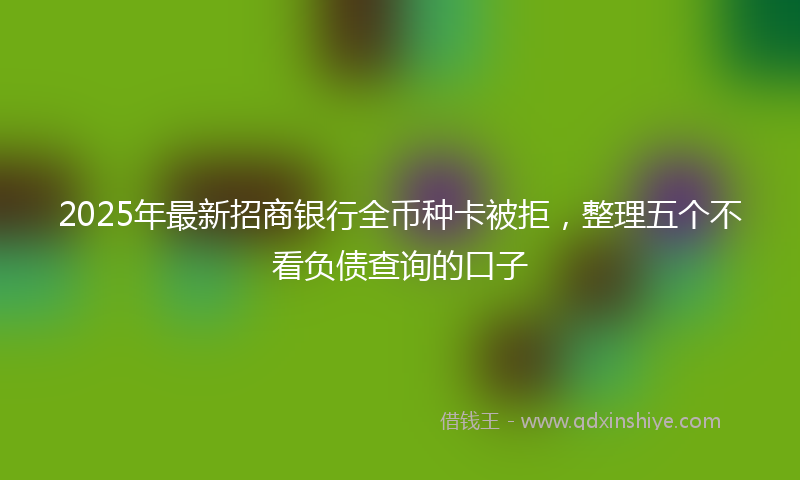 2025年最新招商银行全币种卡被拒，整理五个不看负债查询的口子