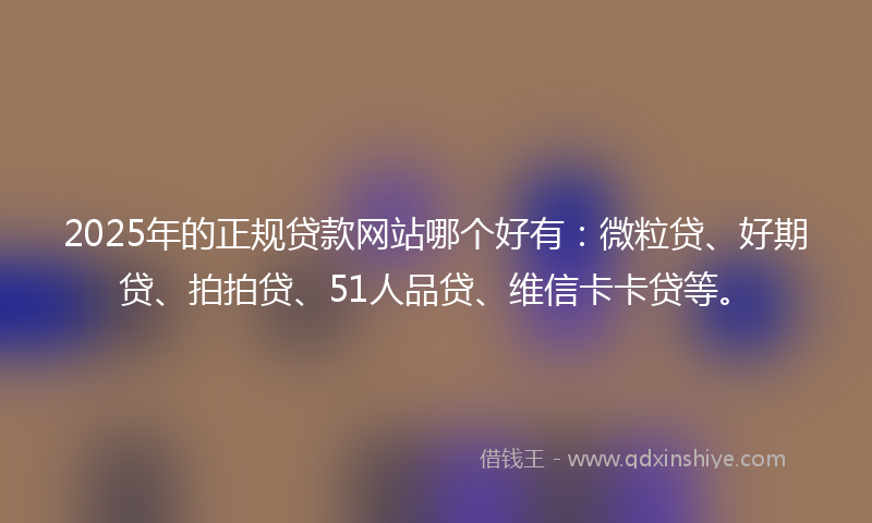 2025年的正规贷款网站哪个好有：微粒贷、好期贷、拍拍贷、51人品贷、维信卡卡贷等。