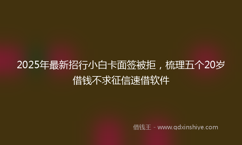 2025年最新招行小白卡面签被拒，梳理五个20岁借钱不求征信速借软件